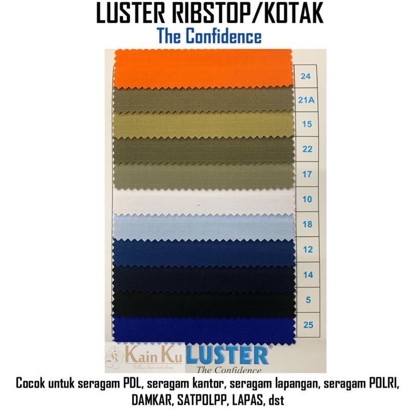 KAIN LUSTER SERAGAM POLRI, SATPOLPP, LAPAS, SATPAM, DAMKAR, BPBD, TNI