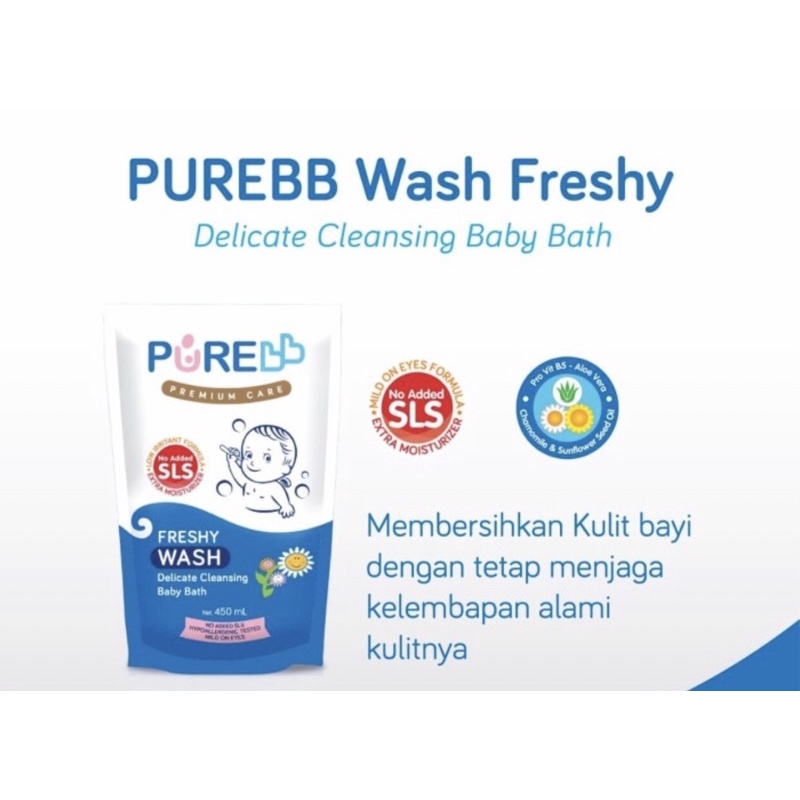 Pure baby wash freshy refill 450 ml ( sabun mandi bayi )