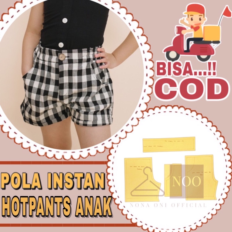 BISA COD✔️ Pola instan celana pendek hot pants anak - pola jiplak celana pendek anak perempuan - pol