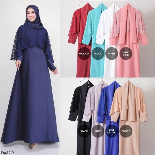 AMELIA CAPE BROCADE FIT TO L Gamis Wanita Sesuai Gambar Original Realpict