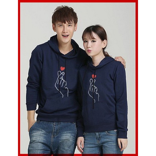 FMJ 303 Jaket Hoodie Couple Cp Hoody Love Baju Pakaian Pasangan Cowok Cewek Babytery Navy Lucu Hati