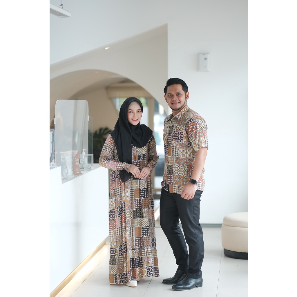 COUPLE SERI 3 (MOTIF BATIK) / Gamis Casual / Gamis Couple / Gamis Lebaran / Gamis Kondangan