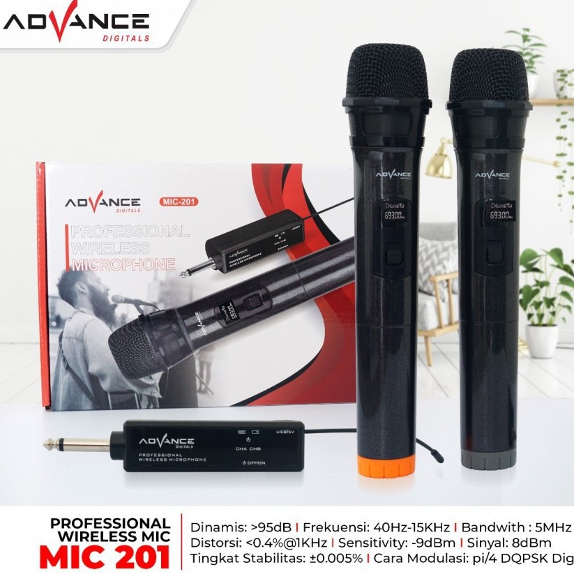 Advance MIC 201 - Profesional Wireless Microphone  - Mic Wireless Advance Mic-201 ( 2 mic )