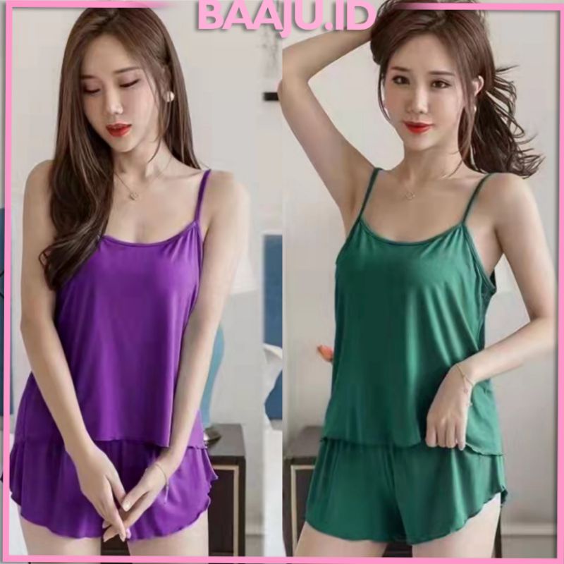 Baju Tidur Tanktop Sexy | Setelan Baju Tidur Camisole | Baju Tidur Dewasa Korean Style KR1011