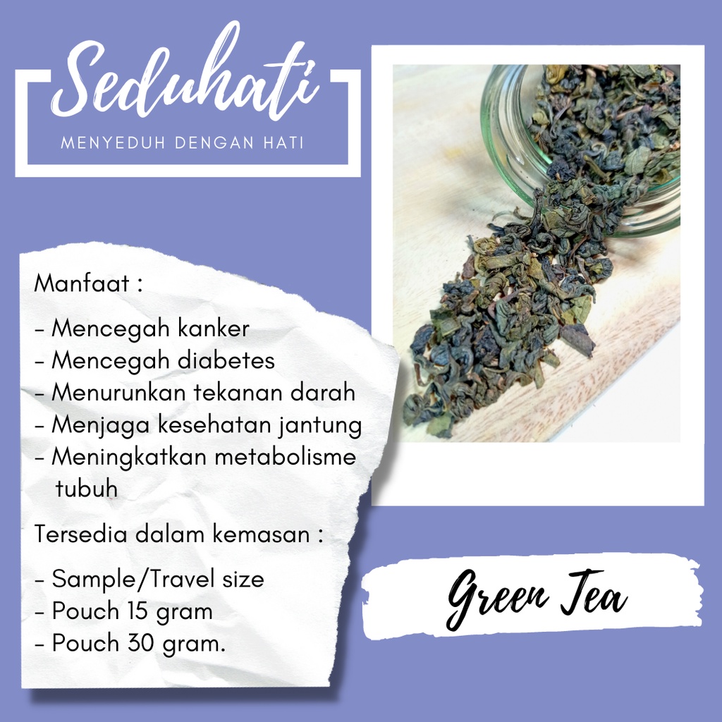

Seduhati Teh Hijau - Green Tea / Teh Hijau Herbal / Teh Hijau tube/ Hampers/Hadiah Unik