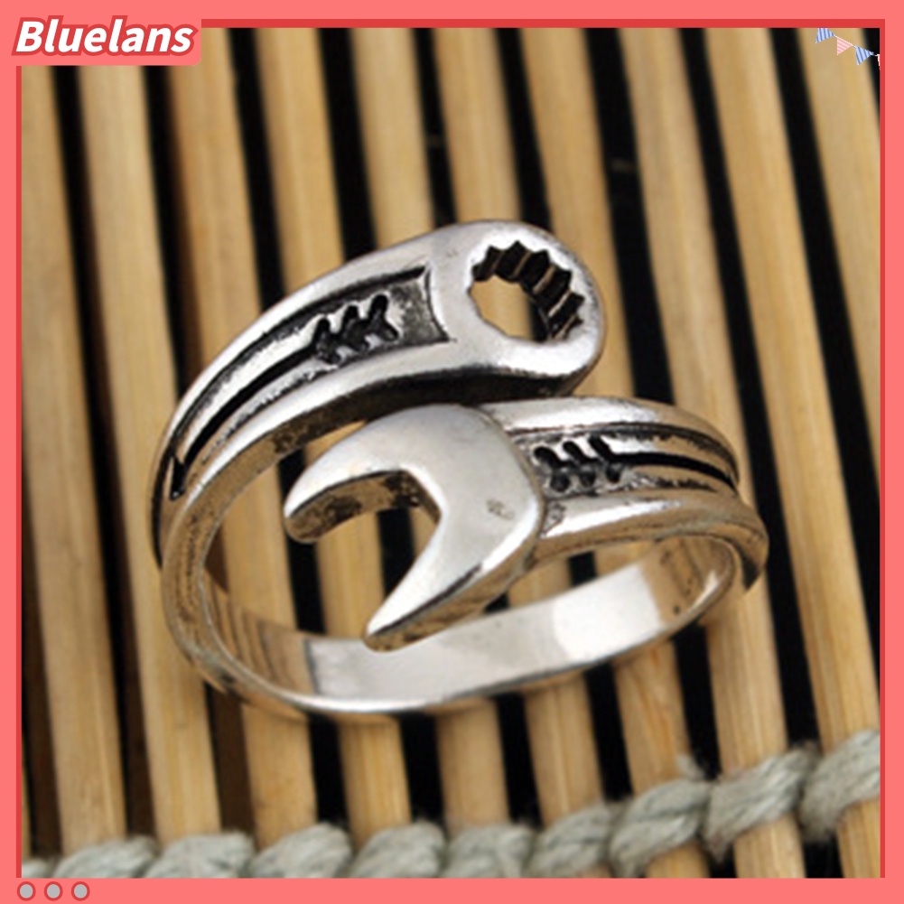 Bluelans Retro Adjustable Creative Men Wrench Spanner Opening Finger Ring Cool Jewelry