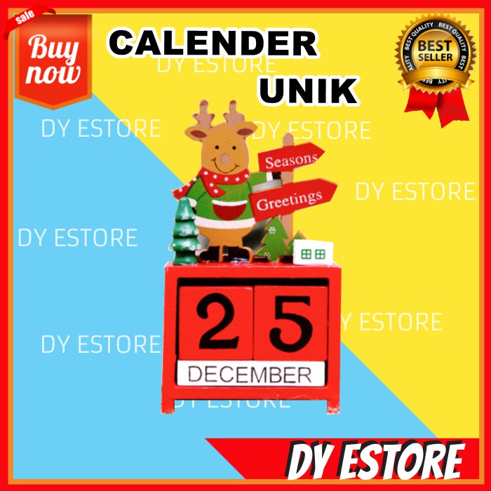 

D902 Kalender Meja Kalender Kayu Unik Kado NATAL Hiasan Xmas Dekorasi Perlengkapan Kamar Rumah