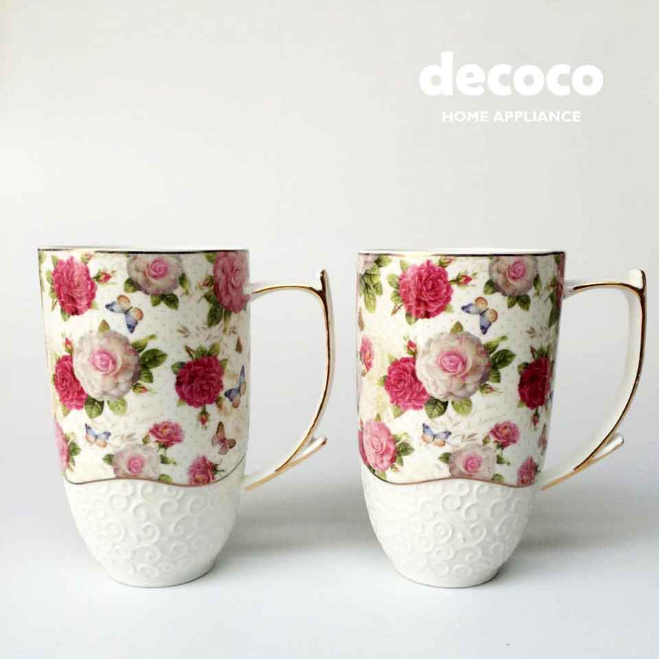 Capodimonte Mug Set Butterfly Rose