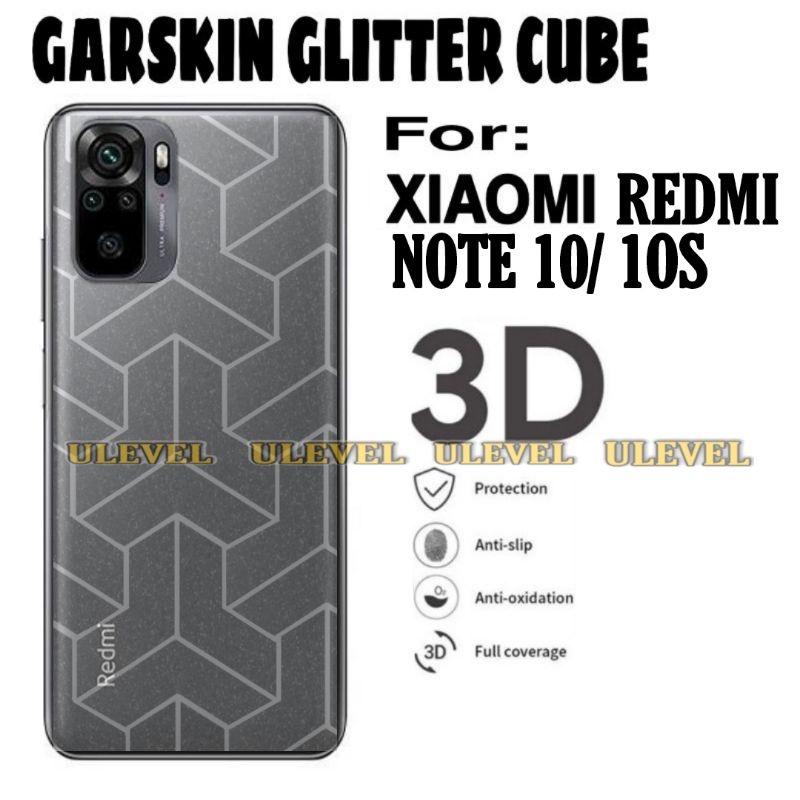 Garskin Glitter Cube Xiaomi Redmi Note 10/10s Pelindung Belakang Anti Jamur