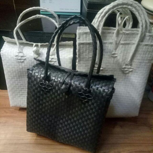 Tas Belanja  Anyaman Plastik Polos Hand Made