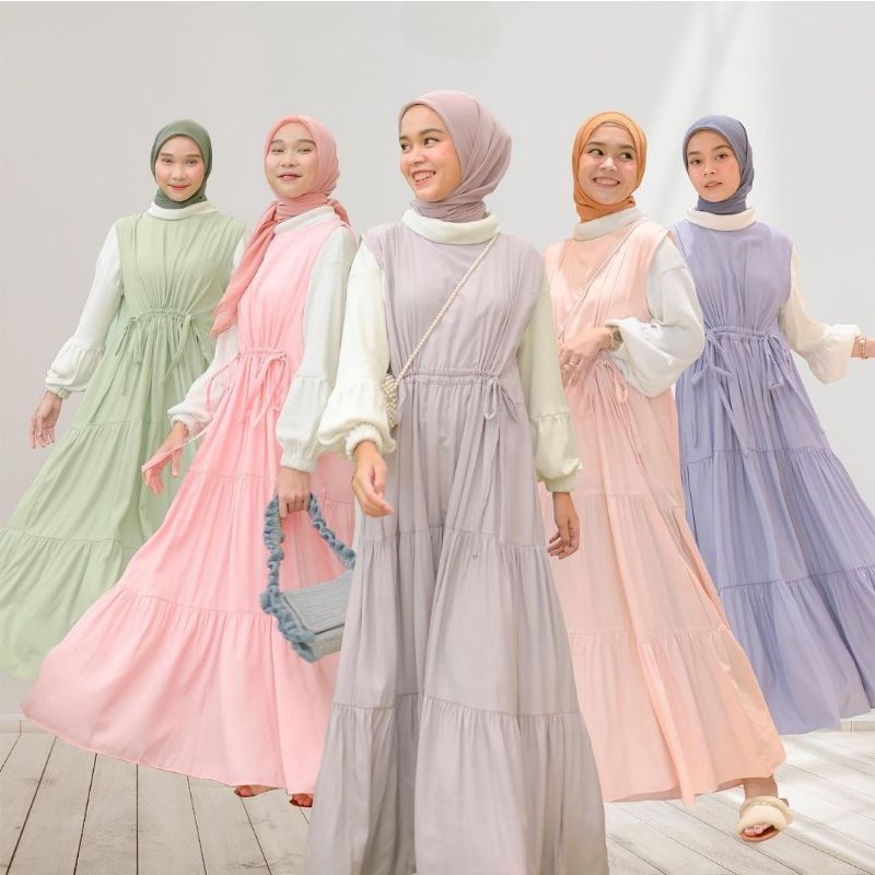 MARIA COLLECTION Shana Dress Slavelees - Gamis Wanita Remaja Dewasa Tanpa Lengan Busui untuk Inner atau Outer Style Casual All Size-1