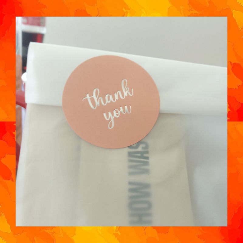 

stiker tulisan thankyou pink polos isi 60pc