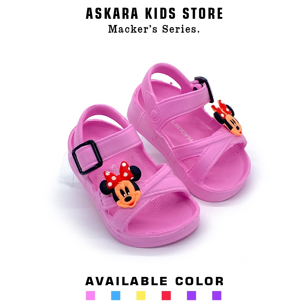 Askara Kids Sandal Anak perempuan model tali belakang bergambar karakter mini mouse lucu