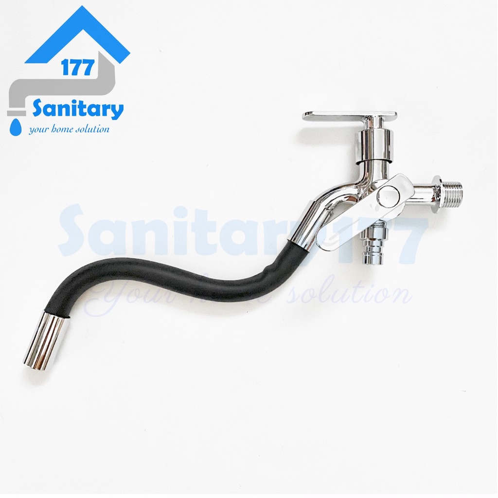 Kran Bebek Cabang Fleksibel BCF-Keran air sink dapur bak cuci piring flexible hitam double minimalis flexible