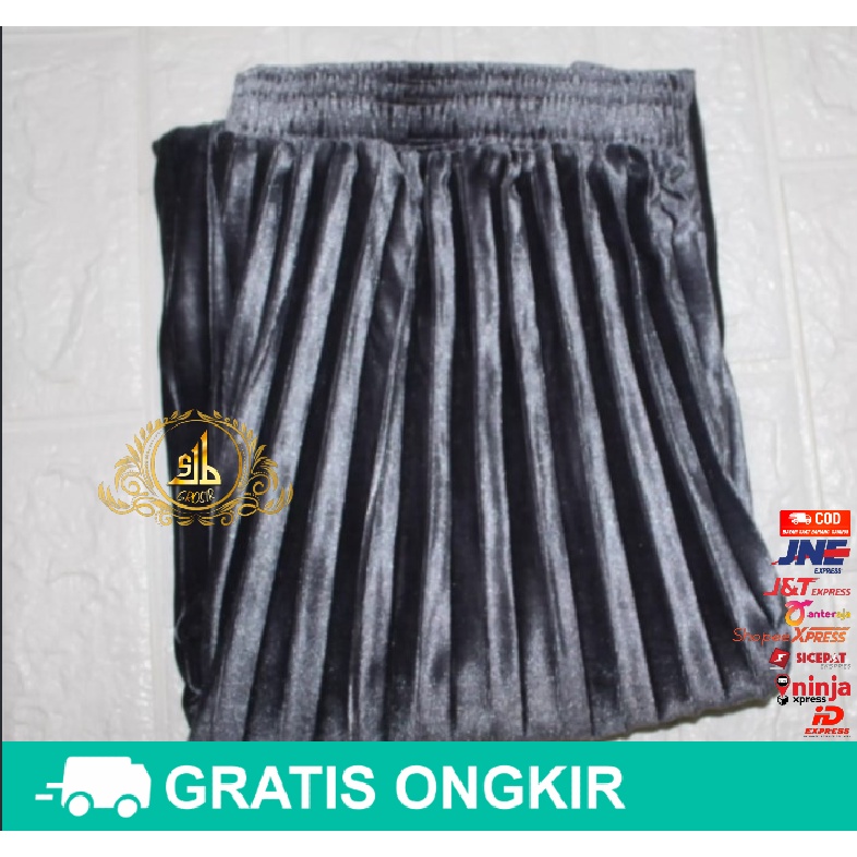 Rok Bludru Velvet Panjang Plisket Premium-6