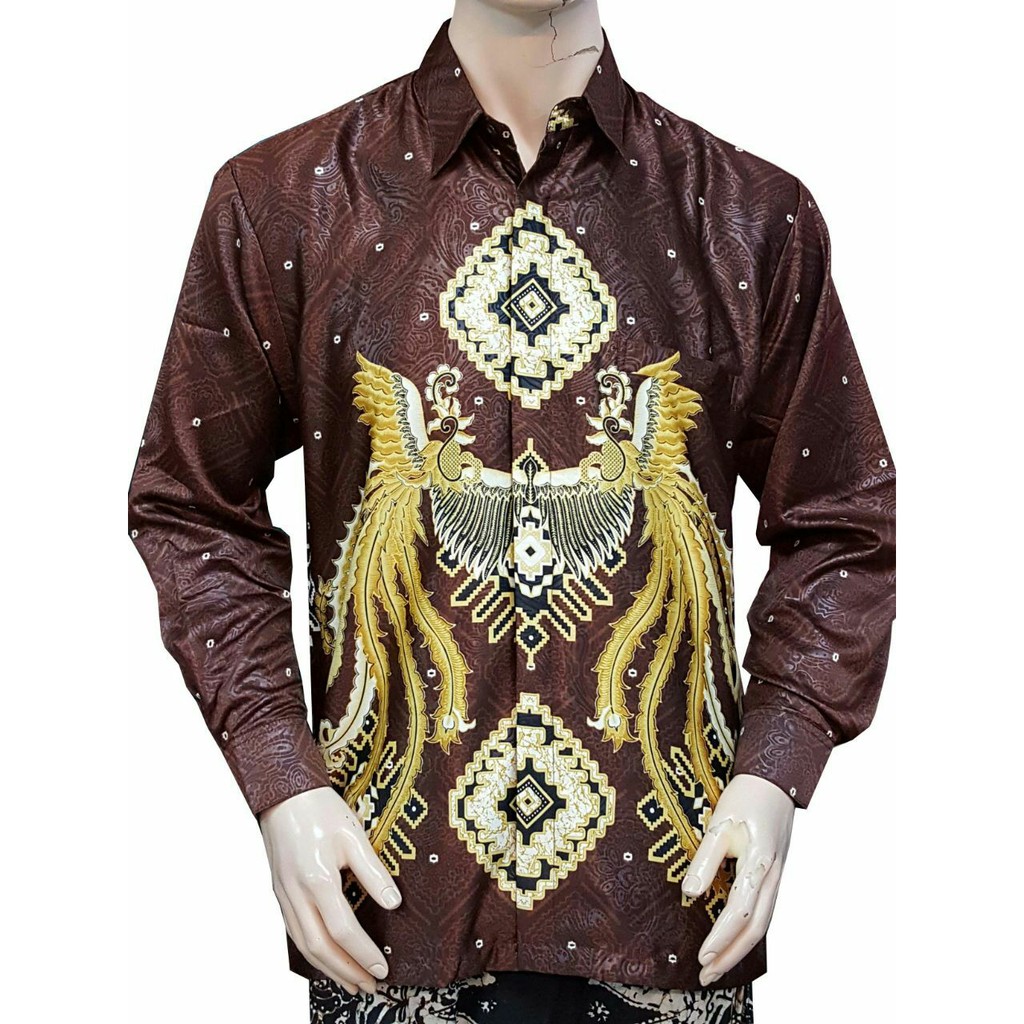 RISNA BATIK HRB026 KENONGO KEMEJA HEM PENDEK PADI PEKALONGAN SOGAN MERAK M L XL MURAH BATIK PRIA IJO