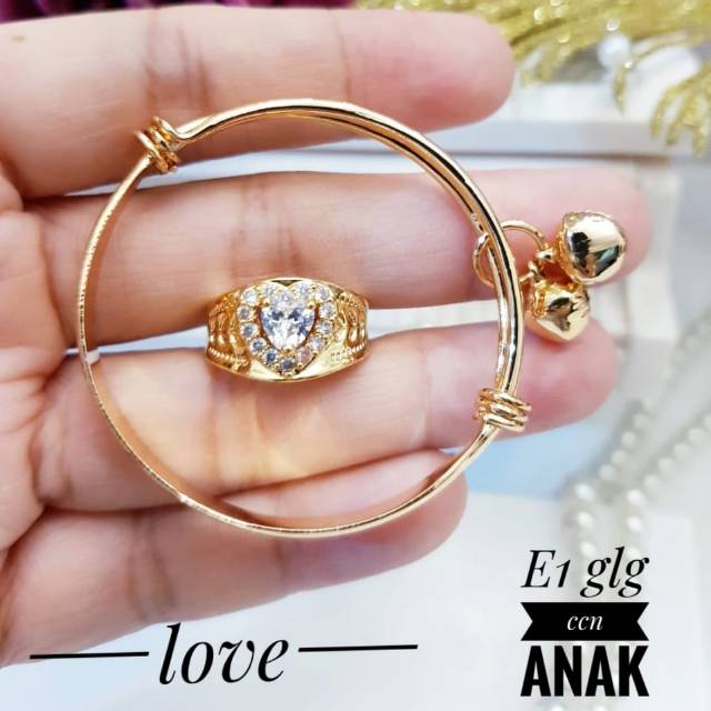 Xuping gelang dan cincin anak lapis emas18k 2248j