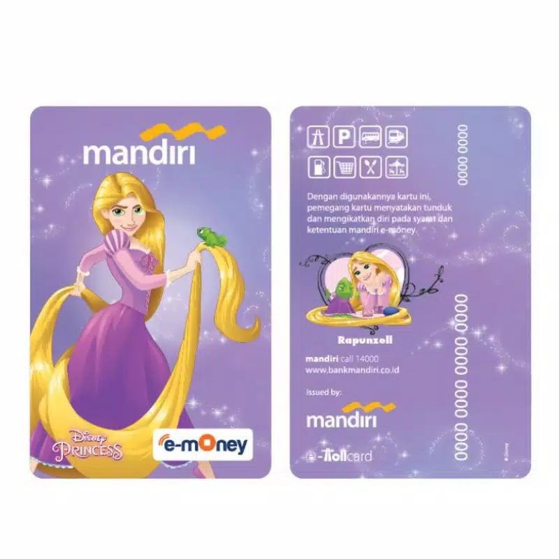 eMoney Card DISNEY PRINCESS - PRINCESS RAPUNZEL ORI /Like eTOLL Tapcash Flazz or Brizzi