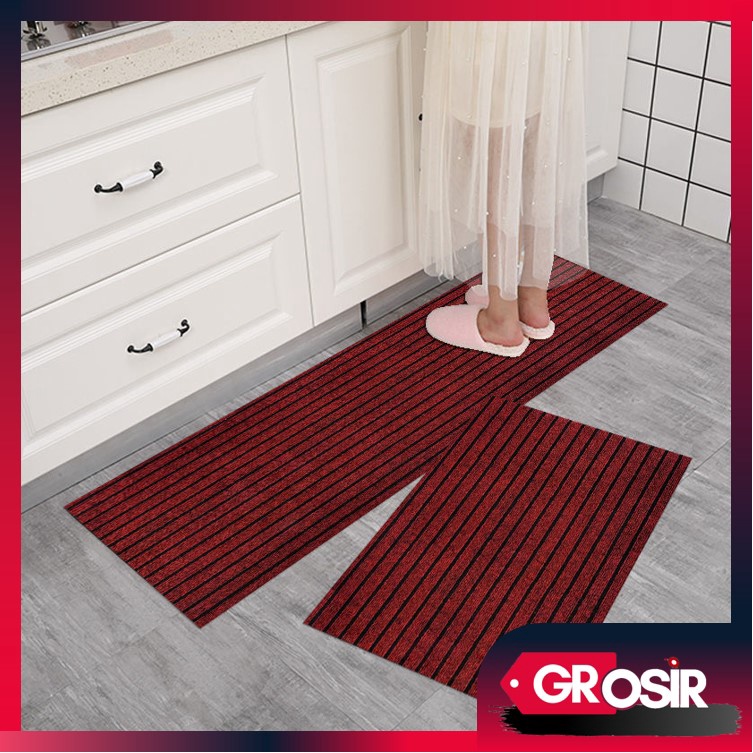 Grosir - H965 Keset Motif Garis-Garis Ukuran 120x40cm / Kitchen Mat / Keset Panjang Anti Slip / Keset Rumah