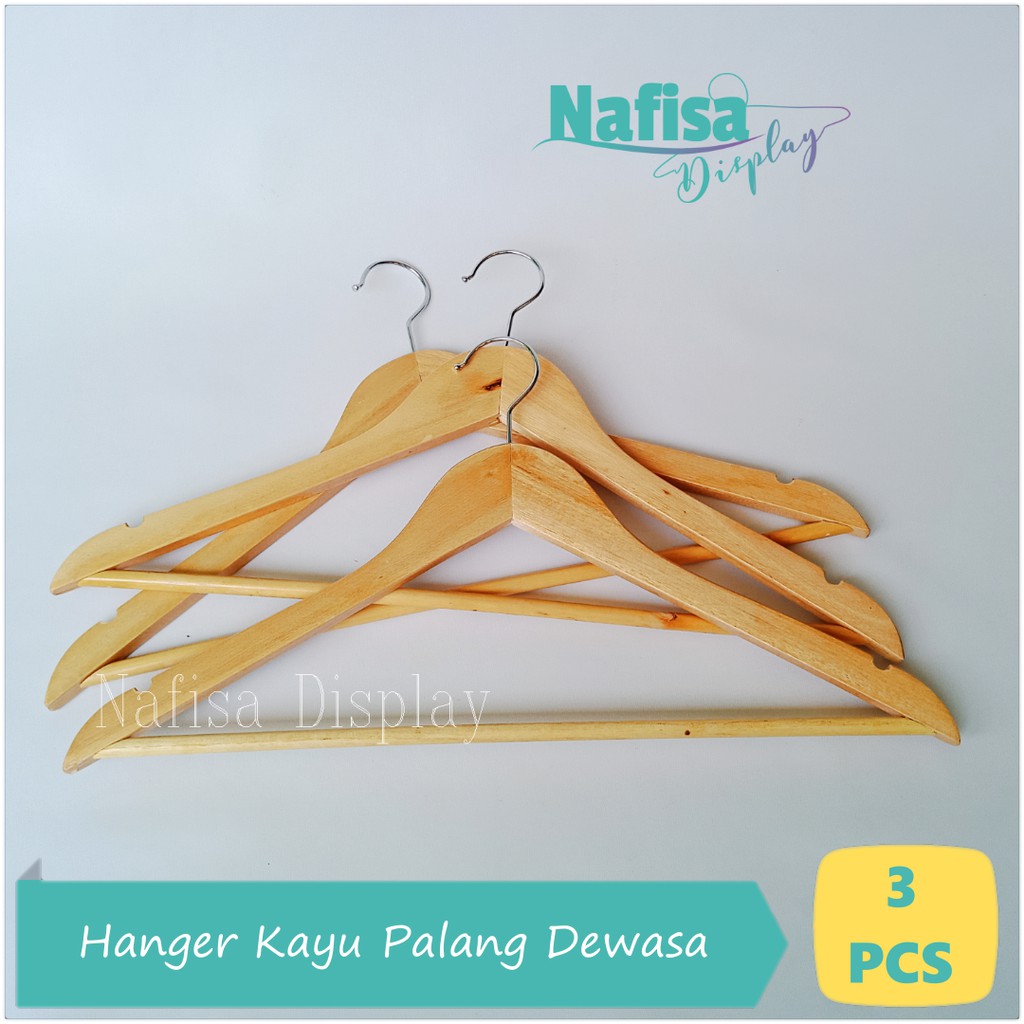  Gantungan  Baju  Kayu  Palang Dewasa Hanger Display Pakaian 