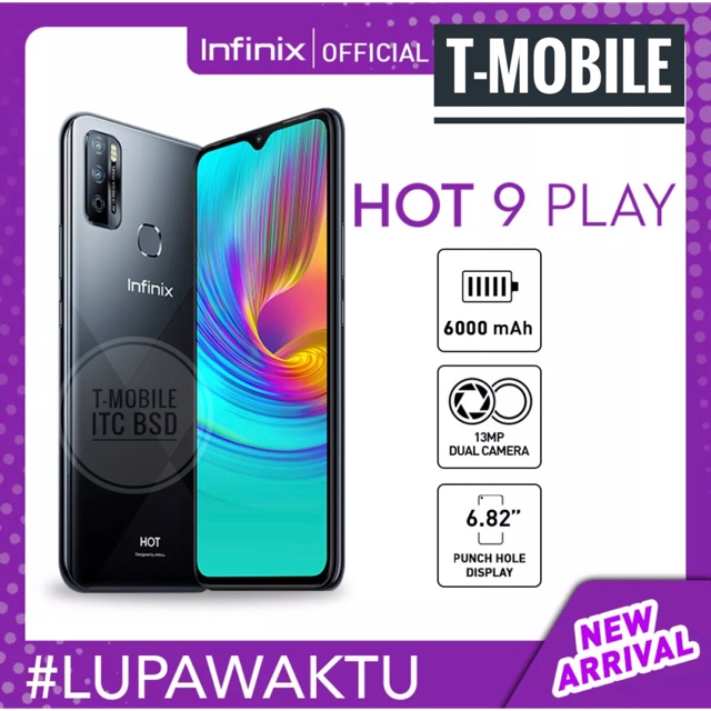 INFINIX HOT 9 PLAY RAM 2GB 32GB / RAM 2/32GB - MIDNIGHT BLACK - GARANSI RESMI