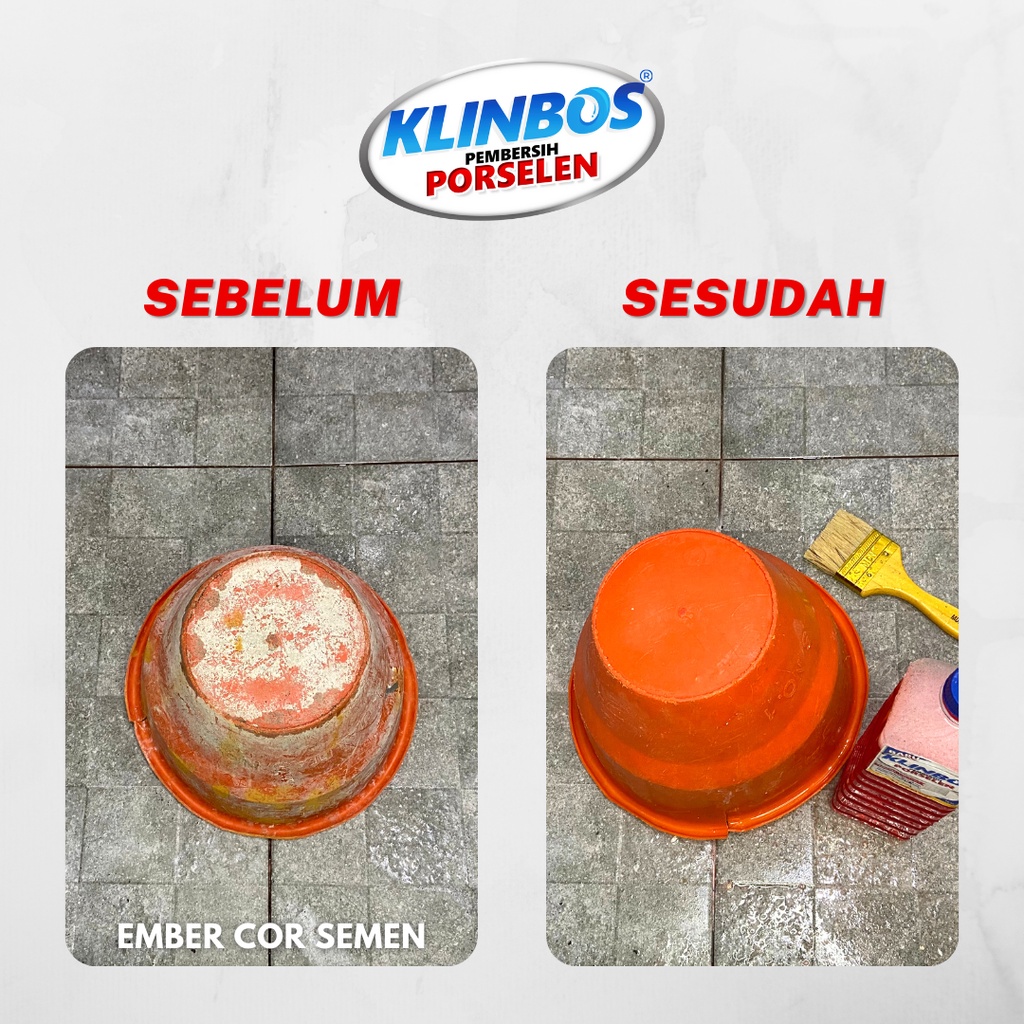 KLINBOS PORSELEN 1L + KUAS Pembersih Kerak 5X Lebih Kuat Untuk Kamar Mandi Keramik Toilet Kaca WC