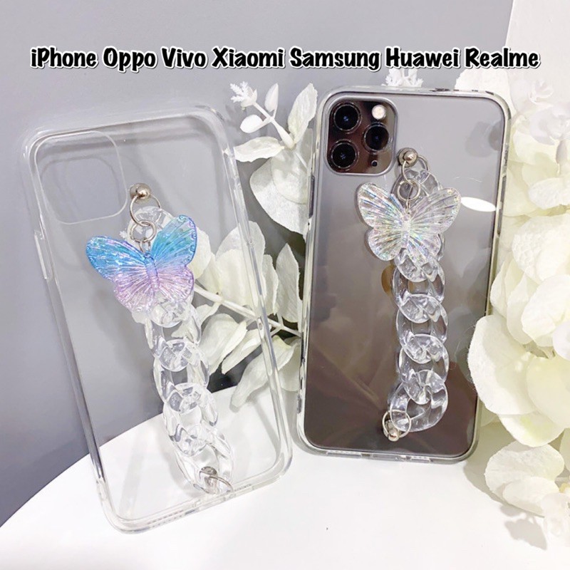 Case Chain Butterfly ALL PHONE TYPES! iPhone Oppo Vivo Xiaomi Samsung Y51 Y30 Y20s Y20 Y11 Y12s V20