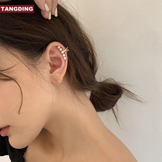 1pc Anting Klip Telinga Hias Mutiara Gaya Korea