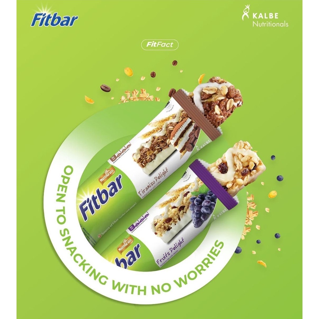 FITBAR Sereal Bar - Choco Tiramisu Fruits Nuts  - Cemilan Sehat Oat Gandum Instan - Snack Diet - Multigrain