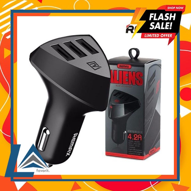 REMAX ALIENS Charger Mobil 3in1 - Car Charger REMAX Aliens 3Usb Fast Charging (LA FAVORITE).