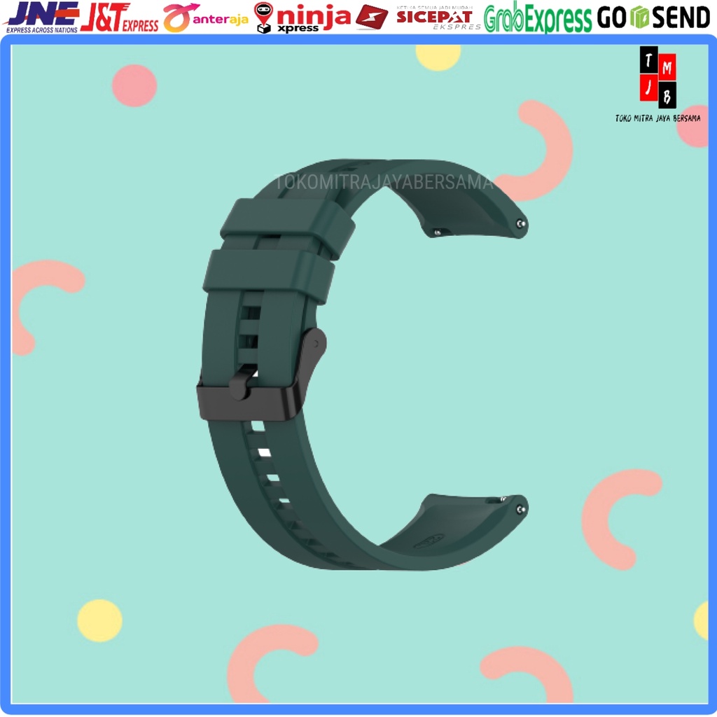 STRAP SILIKON 22mm SMARTWATCH HUAWEI GT2 46mm GT ACTIVE HONOR MAGIC BAND SAMSUNG MOTIF GARIS-Green Gray