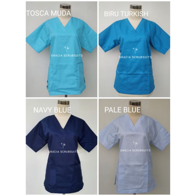 READY STOCK - GRACIA SCRUBSUITS STEL LENGAN 3/4 dan 7/8 baju jaga oka scrubs