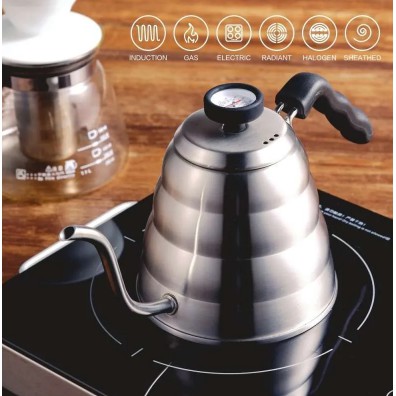 Teko Leher Angsa / Teko Peralatan Kopi, Teko Leher Angsa Thermometer / Coffee Pot With Thermo 1200ml