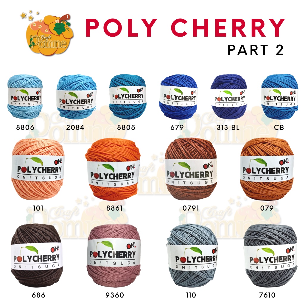 MURAH ORI Benang Rajut Onitsuga Poly Cherry (Polyester Yarn) - polycherry crochet yarn | benang rajut poly