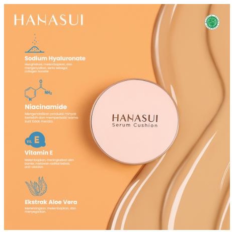 * KYRA * Hanasui Serum Cushion Bedak Cair Foundation Alas Bedak Kosmetik Wajah - Netto 15 gr