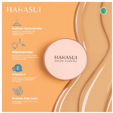 * KYRA * Hanasui Serum Cushion Bedak Cair Foundation Alas Bedak Kosmetik Wajah - Netto 15 gr