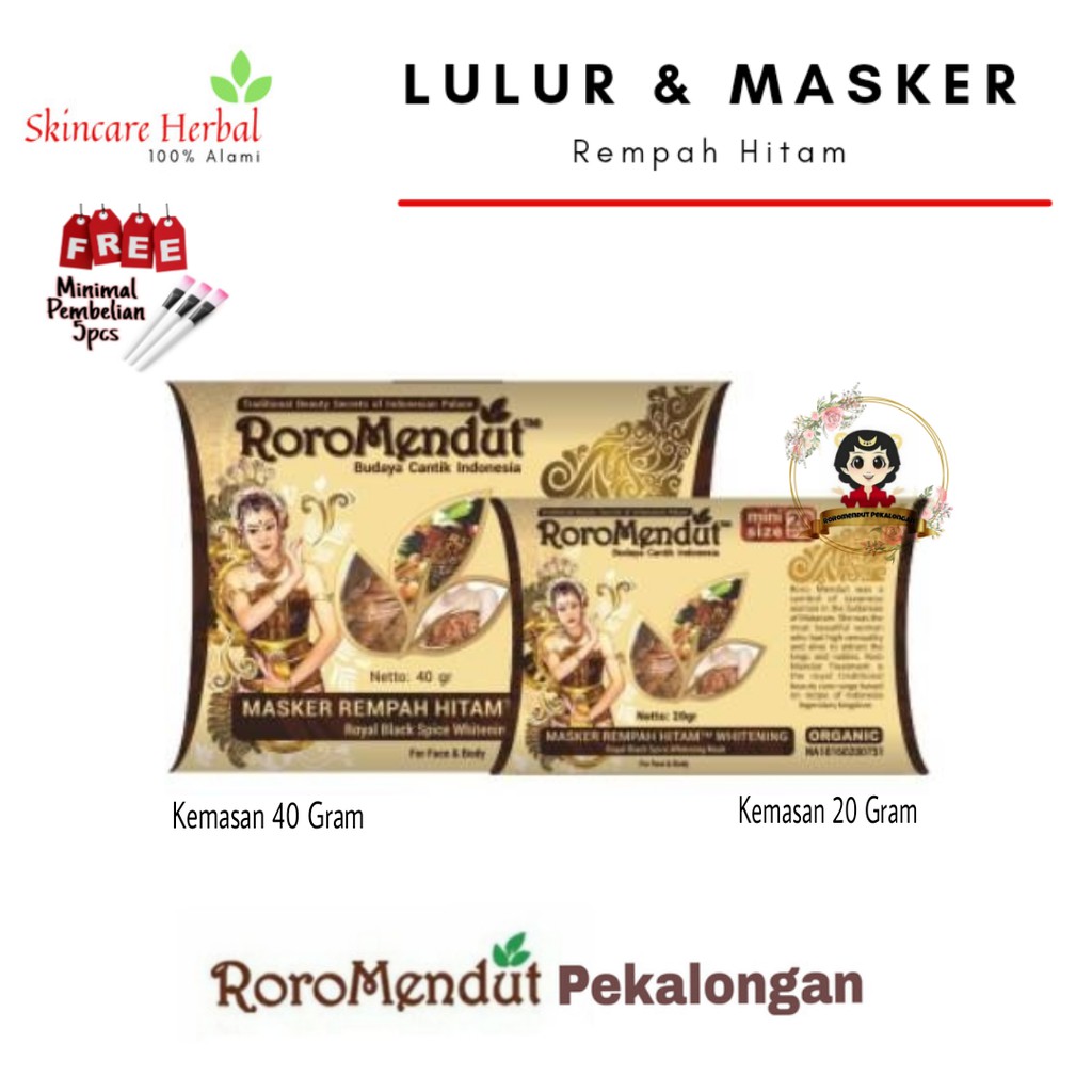 Roro Mendut Skincare Masker Rempah Hitam Lulur Roro Mendut Masker Wajah Pemutih Bpom Skincare Herbal