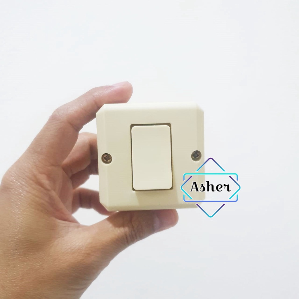 OUTBOW SAKLAR ENGKEL SERI STOP KONTAK OB 1 LUBANG OUTLET COLOKAN LISTRIK SOKET SOCKET TEMPEL KAYU SI