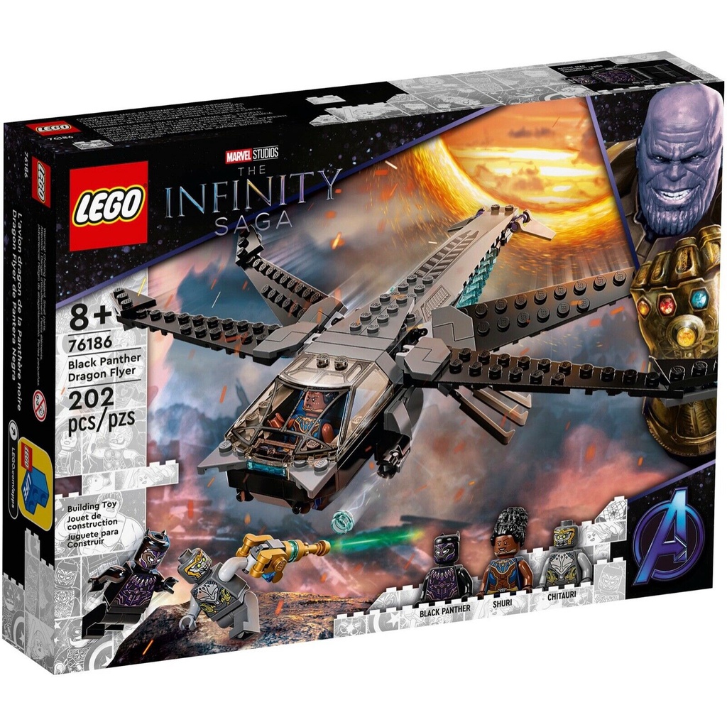 LEGO Marvel Studios Superheroes-76186 Black Panther Dragon Flyer Set The Infinity Saga Series Buildi