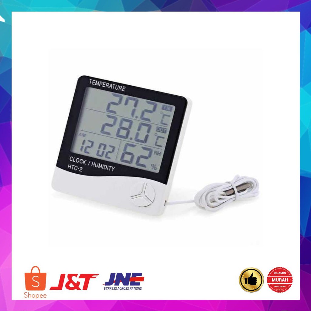 Murah Taffware Digital Temperature Humidity Meter Clock Alarm Cale