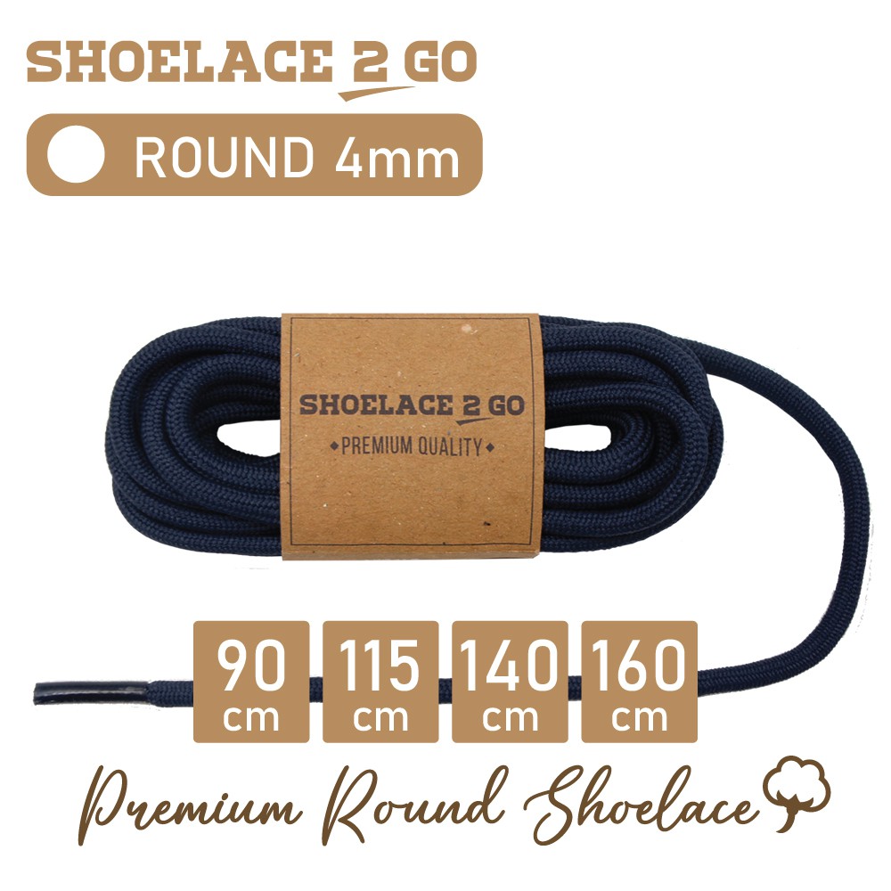 SHOELACE 2 GO PREMIUM TALI SEPATU BULAT ROUND - SR4 - J2 - NAVY - 4MM