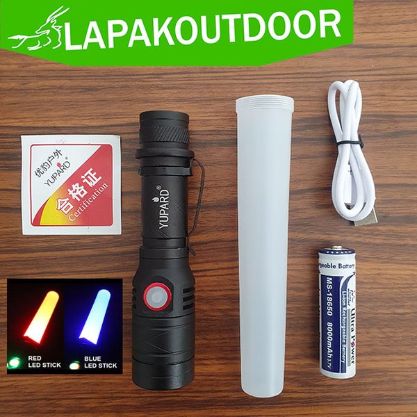 Senter YUPARD XM-L T6 Strobo Light USB Rechargeable Waterproof Outdoor Hiking Lampu Touring Patwal