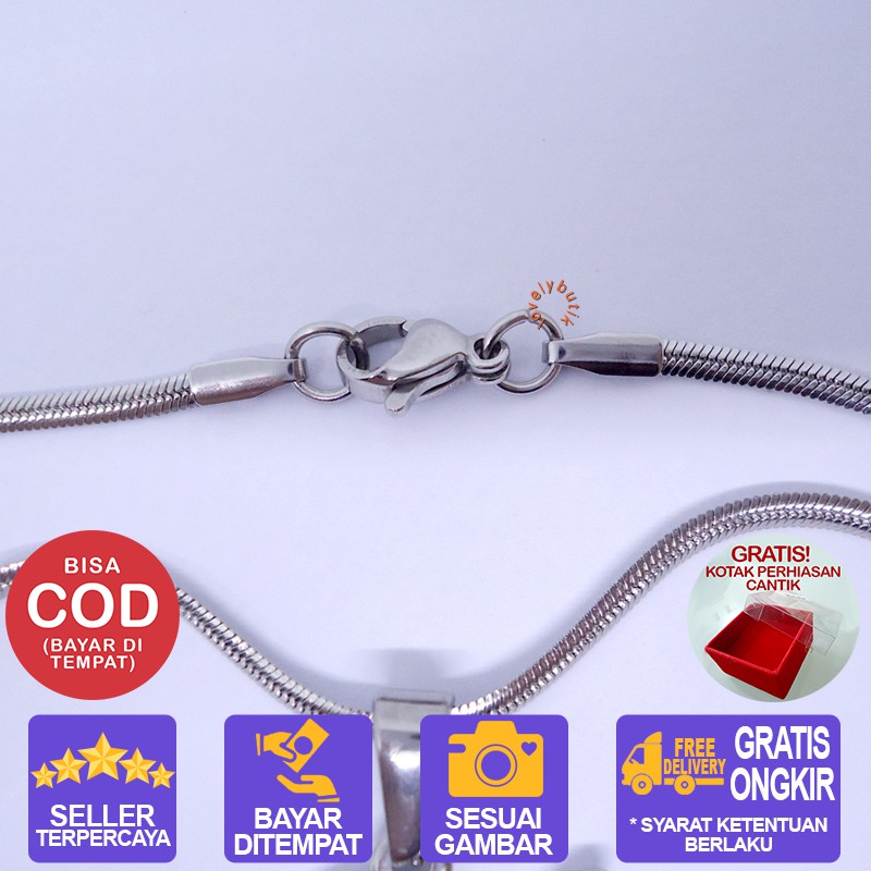 Lovelybutik Honey Kalung Huruf Titanium Anti Karat Inisial N Uk 45 cm BONUS KOTAK PERHIASAN