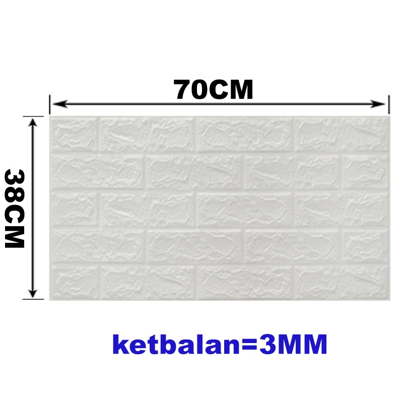 (KaLaTO) Wallpaper dinding 3d motif gambar wallfoam Dekorasi Kamar murah 70x77cm-PUTIH 70x38cm