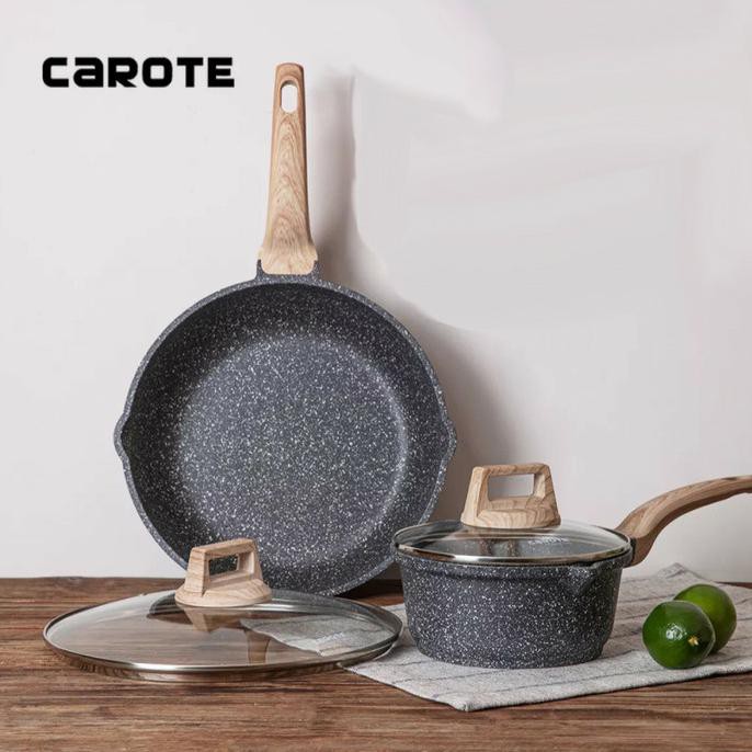 Carote Set Wok Pan with Lid 28 cm + Sauce Pan 18 Cm with Lid