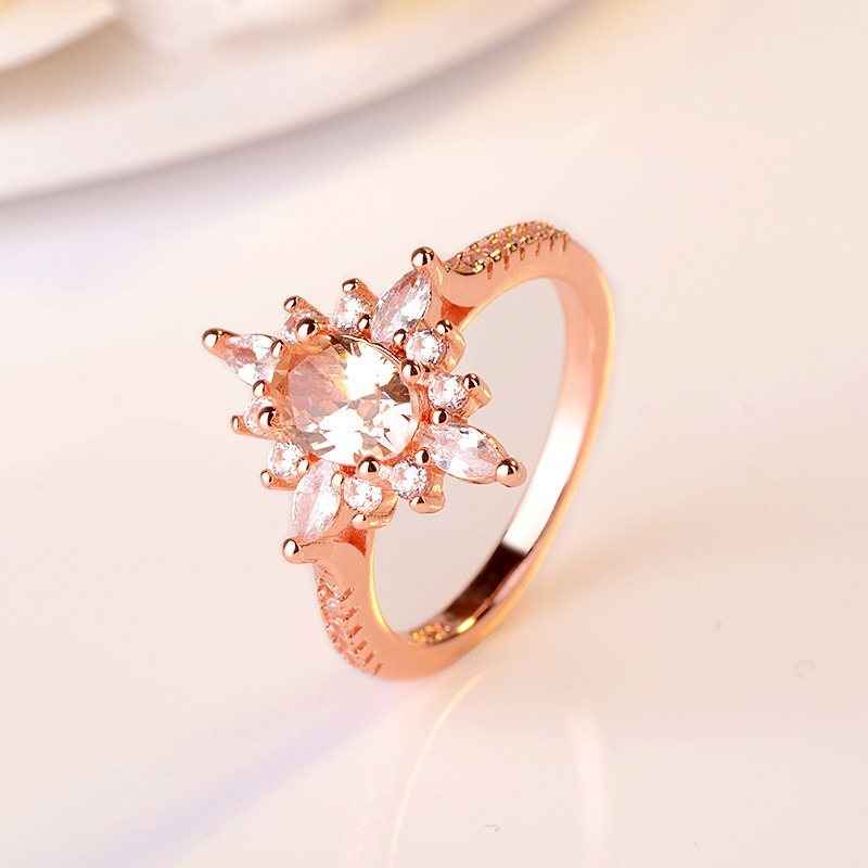 Baru Diamond Ring Kreatif 18K Rose Gold Plating