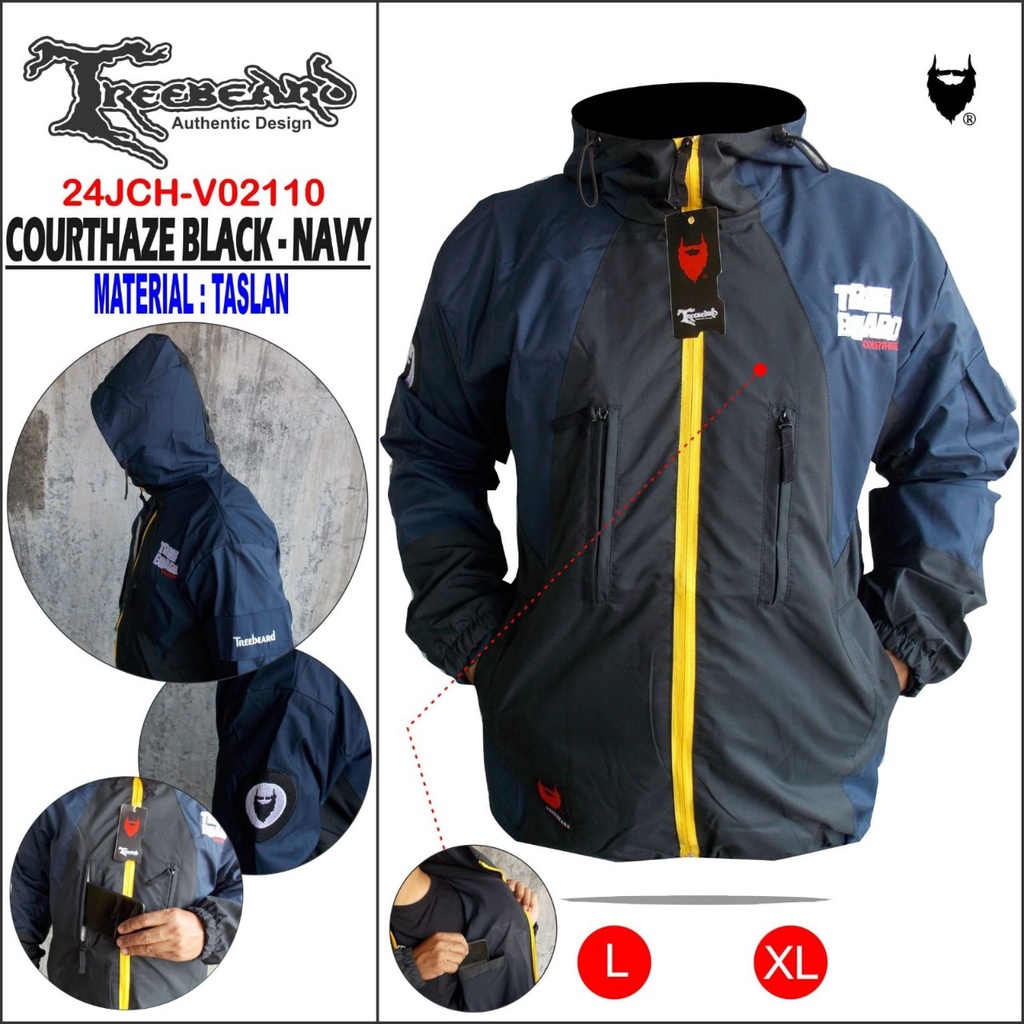 TERBARU ! Jaket Gunung Pria Waterproof STROMLINE Treebeard Anti Air Taslan Jaket Outdoor Hiking Windproof / Jaket Outdoor Pria Wanita Anti Air / Jaket Motor-CR BLACK NAVY