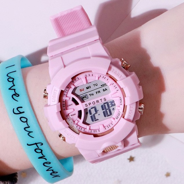 ☀ INDOLAND ☀ JT033 Jam Tangan Rubber Digital Sport Bulat Wanita Dan Pria Fashion Gaya Korea Import