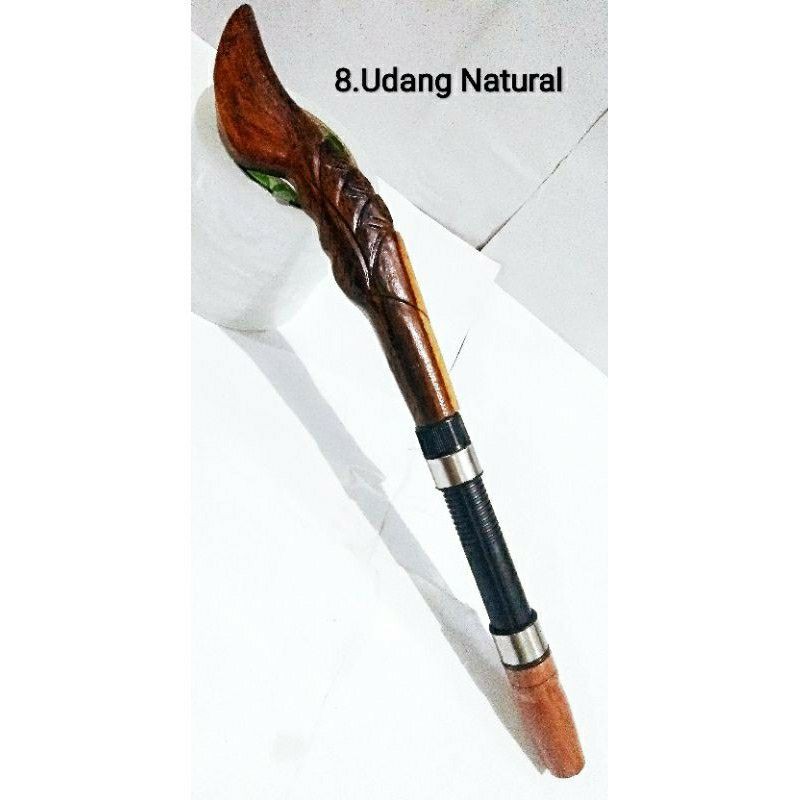 Pahul Gagang Joran Reel Ukir Motif Udang Natural