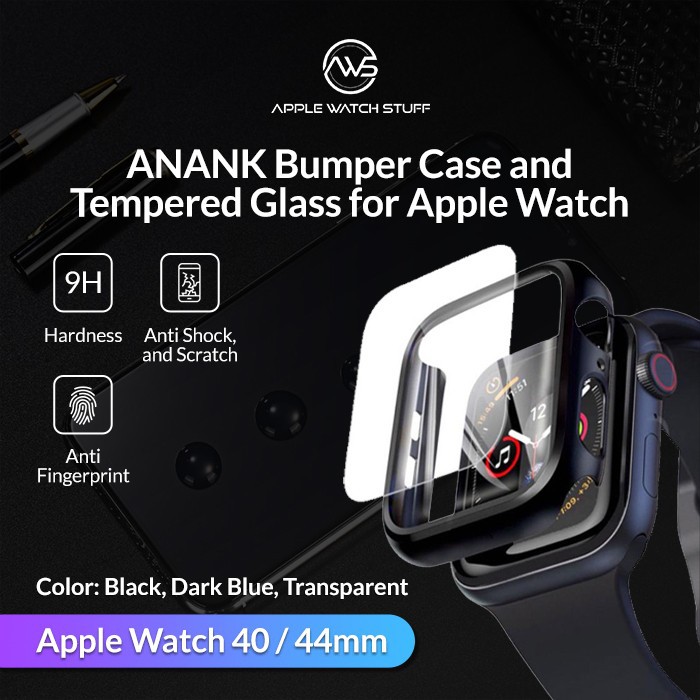 Anank Bumper Case + Tempered Glass Pro 9H for Apple Watch Size 40/44mm